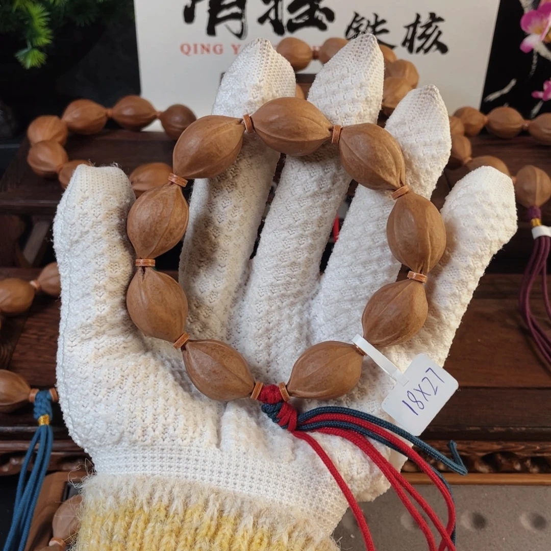 小***师橄榄核手串原生态梅林铁核18*27