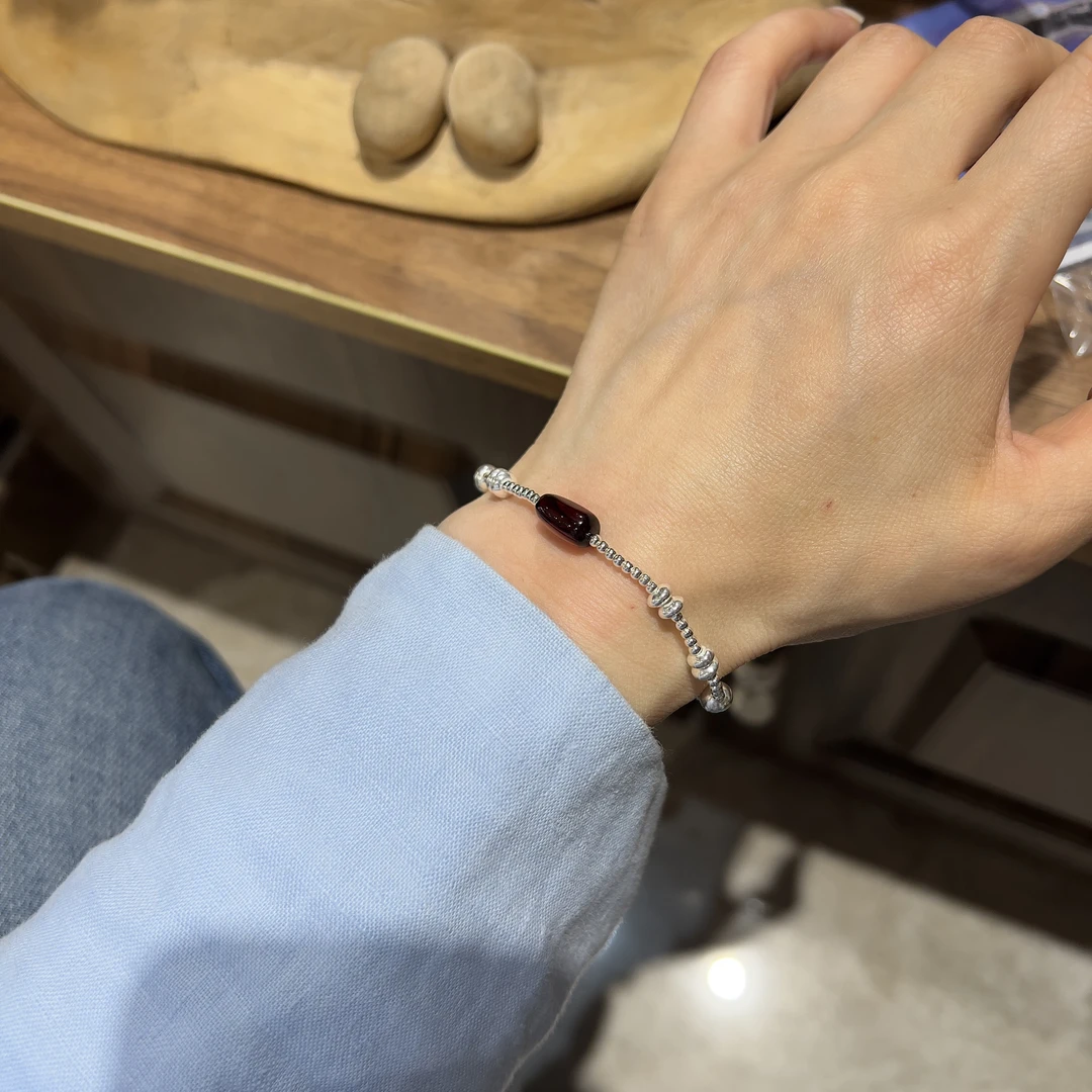 925银手链 阿腾莎银饰 手链  谷雨 小众百搭弹力单圈手链