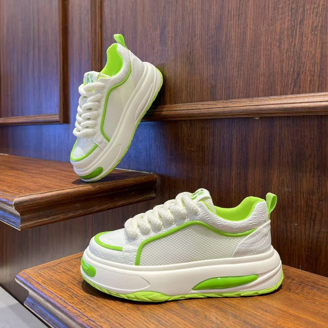 男鞋2025春夏季网面拼色厚底潮鞋增高百搭软底舒适透气低帮休闲鞋