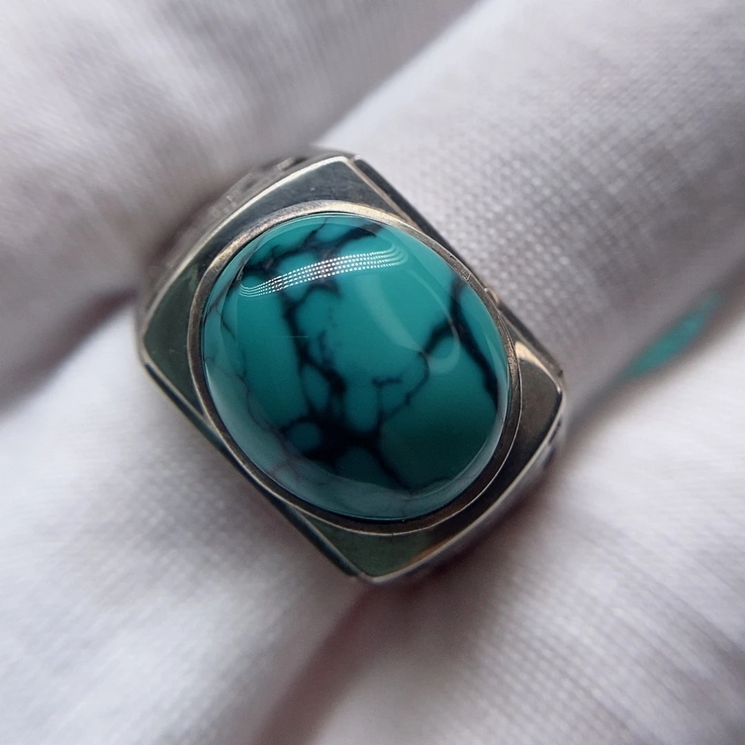 银S925镶嵌绿松石戒指