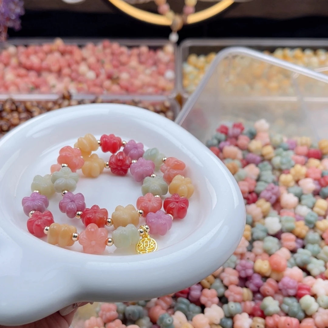 白玉菩提吊坠k12.5mm20颗。多宝五叶花