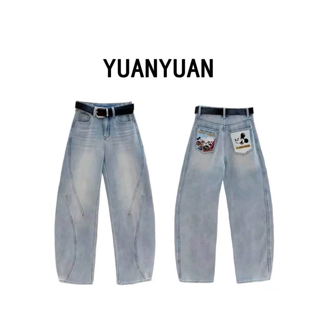 媛媛推荐【米兰游记】2025冬季新款数码印加绒休闲百搭牛仔裤B1299