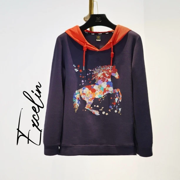 【踏梦繁花连帽卫衣】秋季新款时尚洋气显瘦减龄洋气爆款休闲女上衣