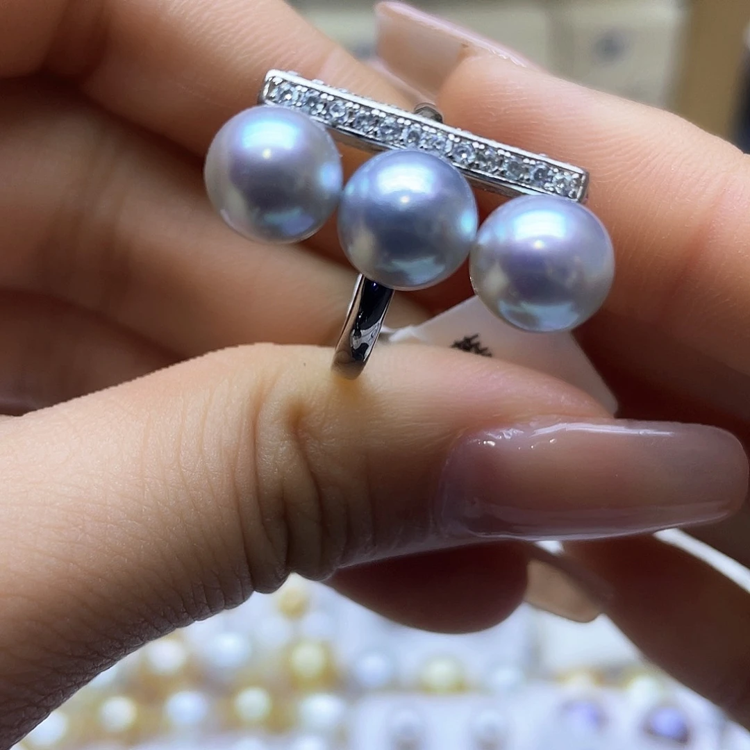 海水珍珠戒指银S925镶嵌