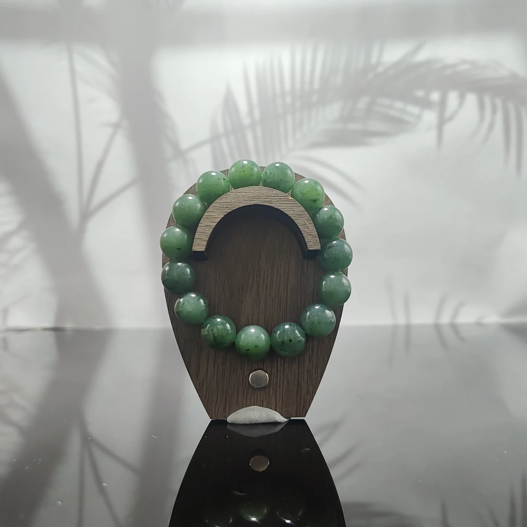 H和田玉碧玉圆珠手串（卡14）4131