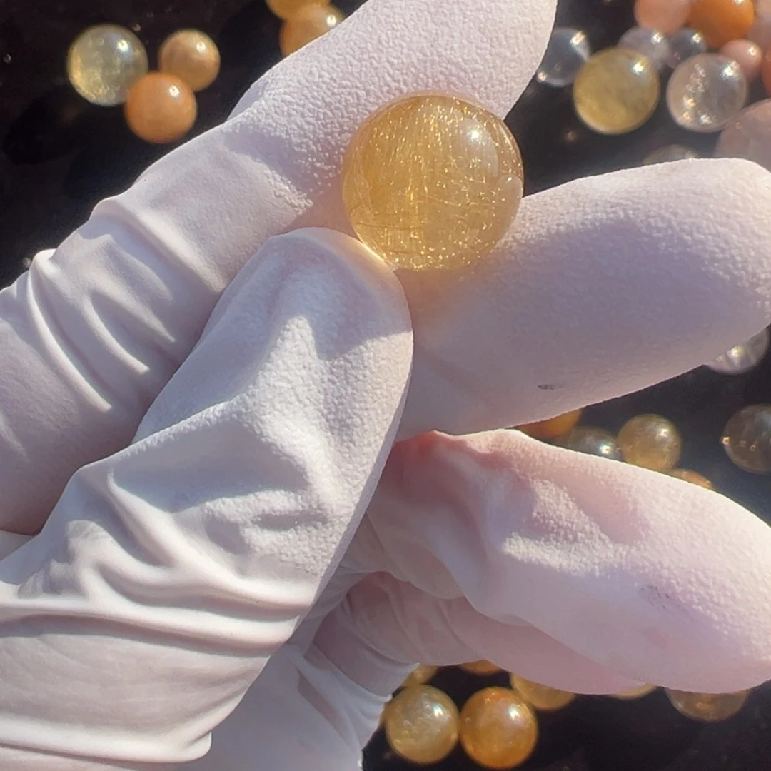 水晶发晶单珠11.9mm定制打孔不退换未镶嵌漂****妈