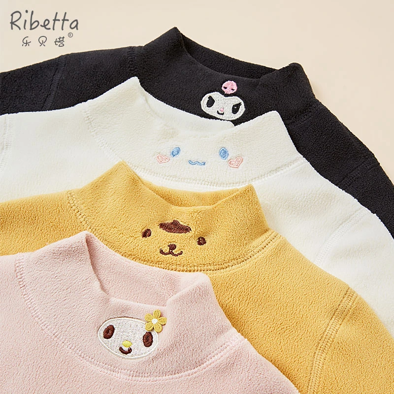 乐贝塔摇粒绒女童打底衫高领儿童卫衣加绒T恤小童秋冬款宝宝上衣