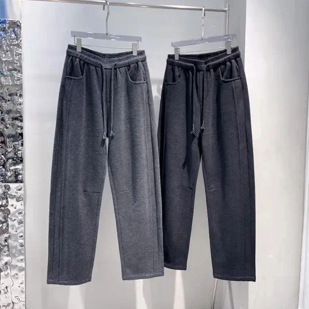 【赢家】冬季定制高端莱赛尔羊毛软糯垂顺宽松直筒情侣款休闲裤男