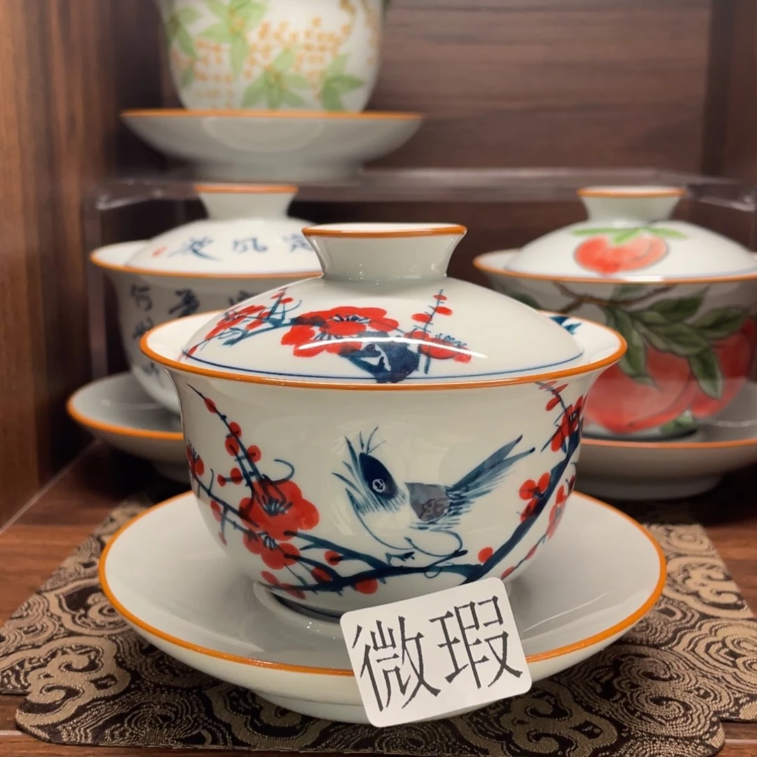 有瑕釉下彩纯手绘