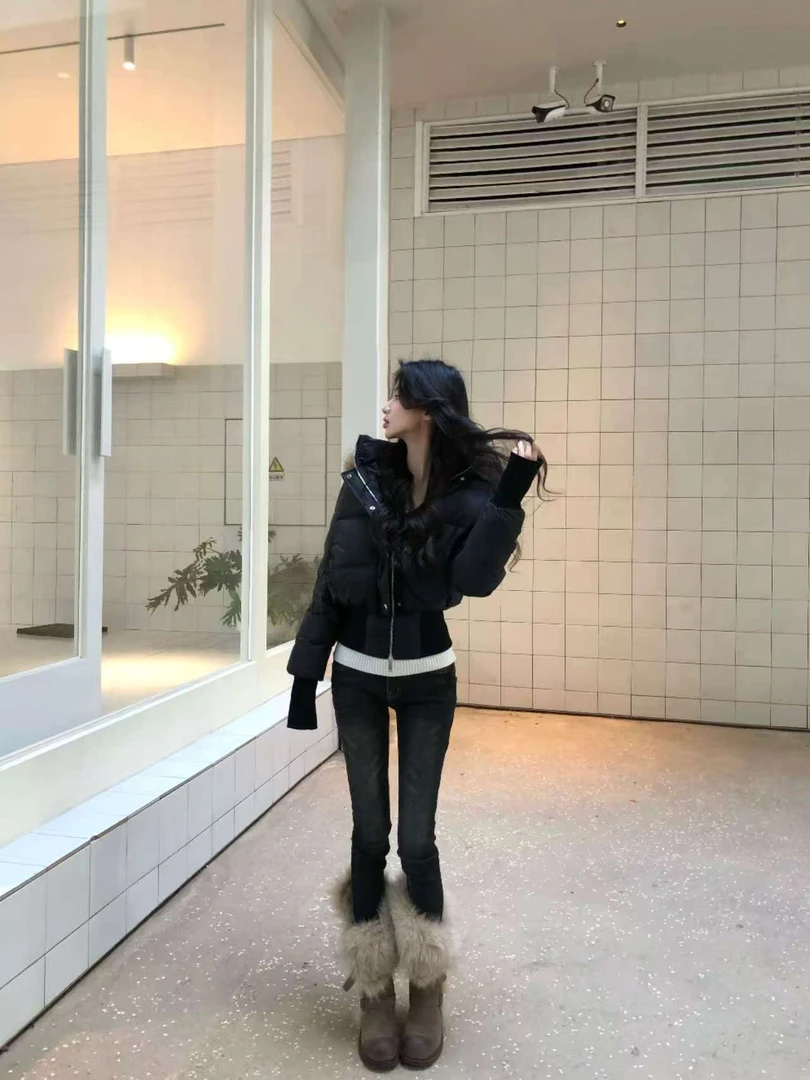 CC SHOP 黑色做旧薄款秋冬百搭显瘦牛仔裤