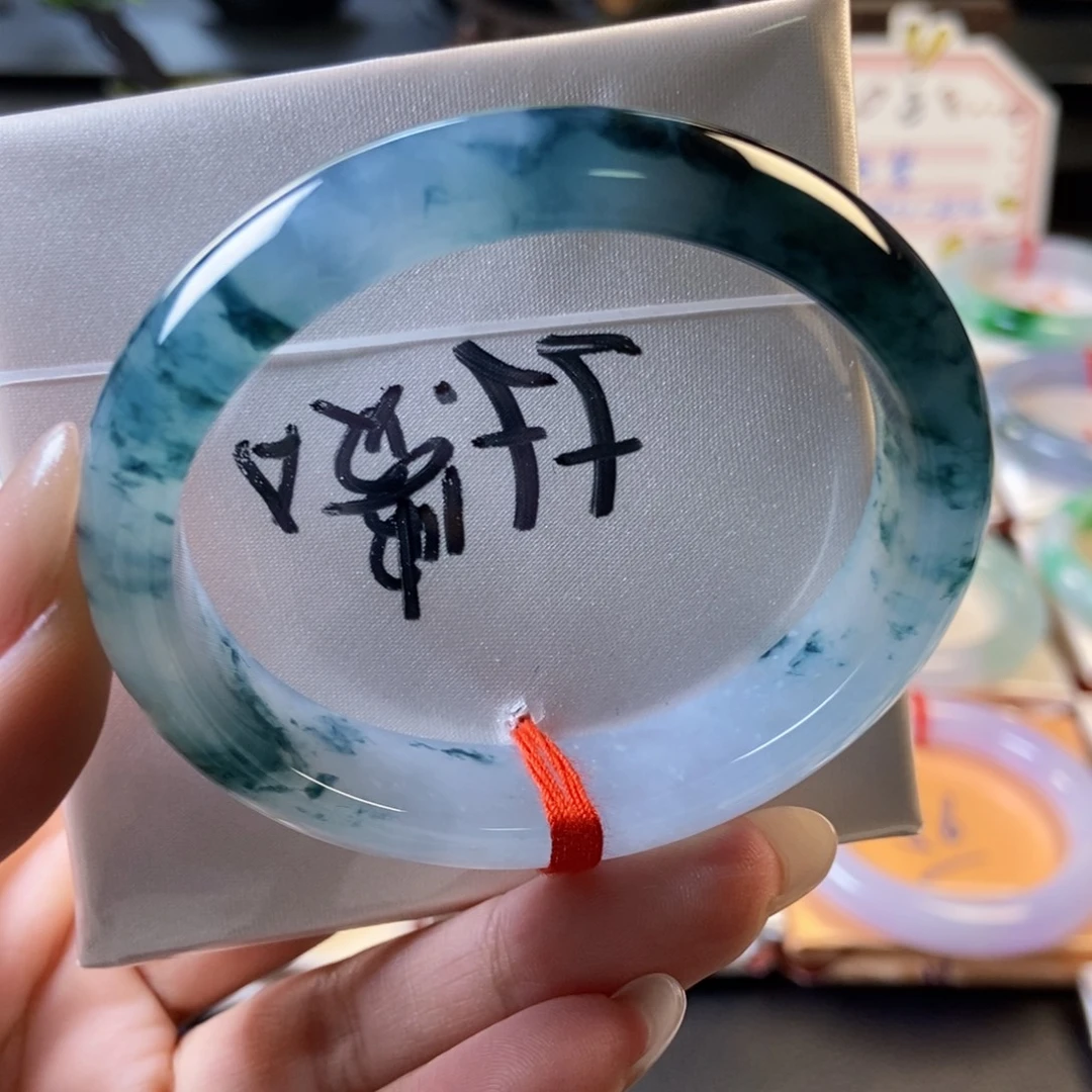 翡翠未镶嵌手镯31冰胶蓝翠花贵妃