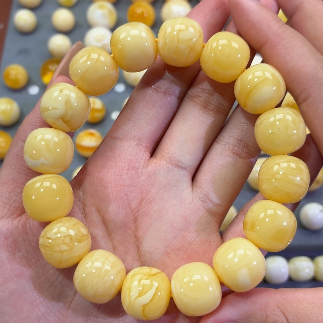 琥珀未镶嵌裸石手串