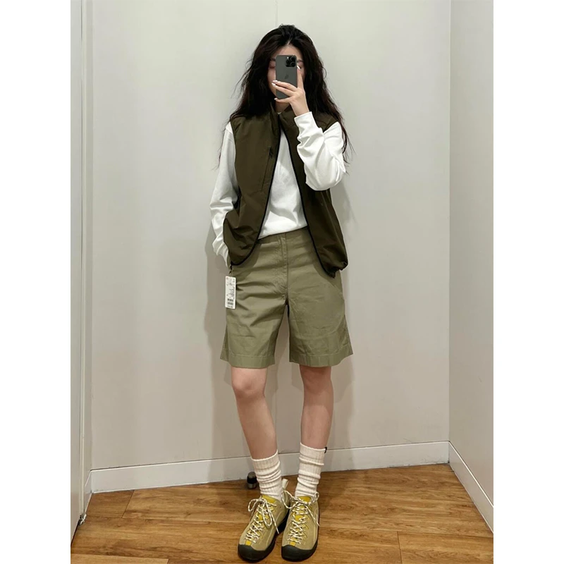 2025新款女士早春季休闲百搭马甲修身显瘦内搭上衣高腰宽松短裤子