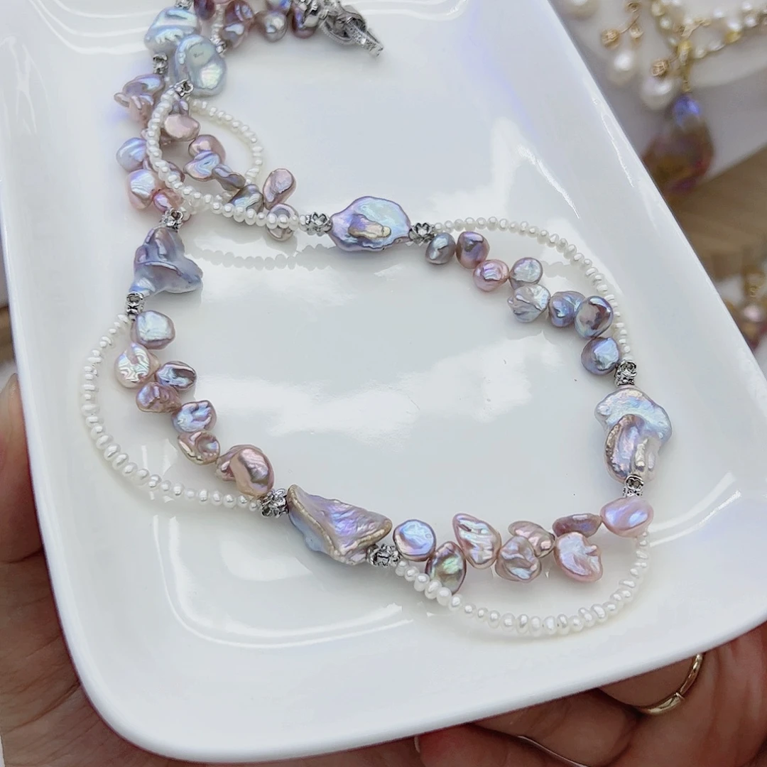 淡水珍珠银S925镶嵌耳饰