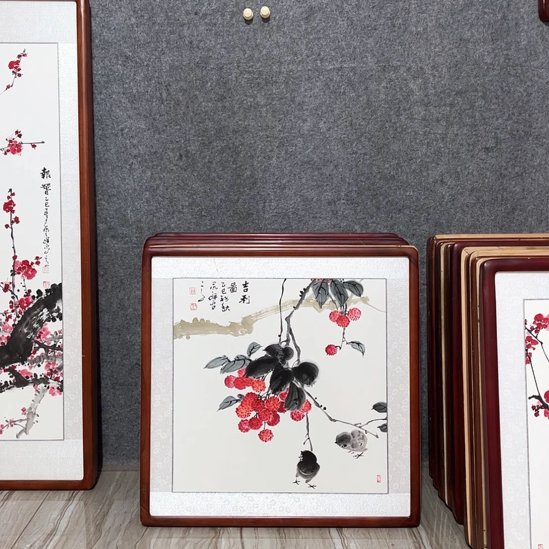 国画书画作品带框63×63