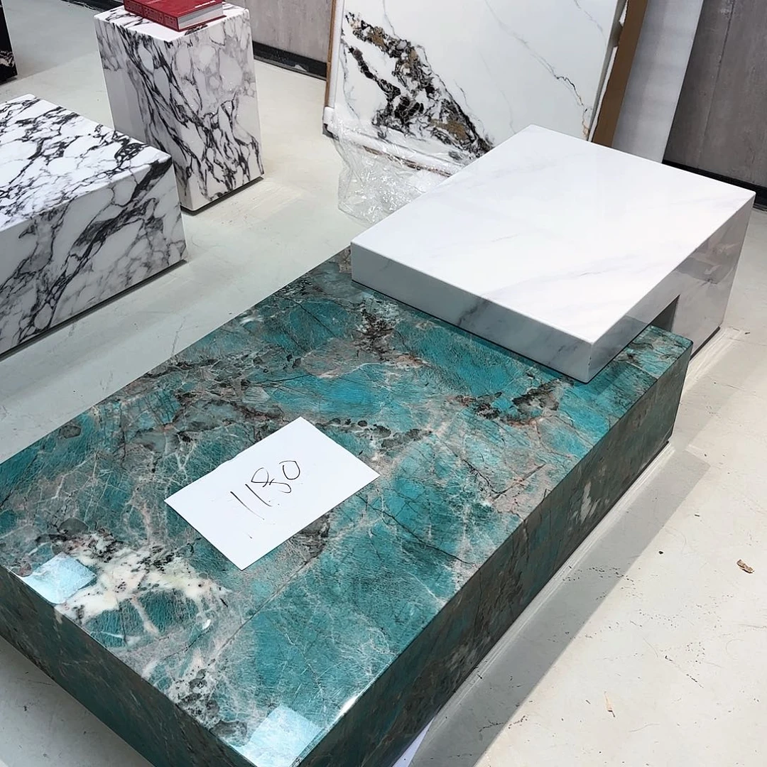 大理石落地高低组合7字茶几 运费自理