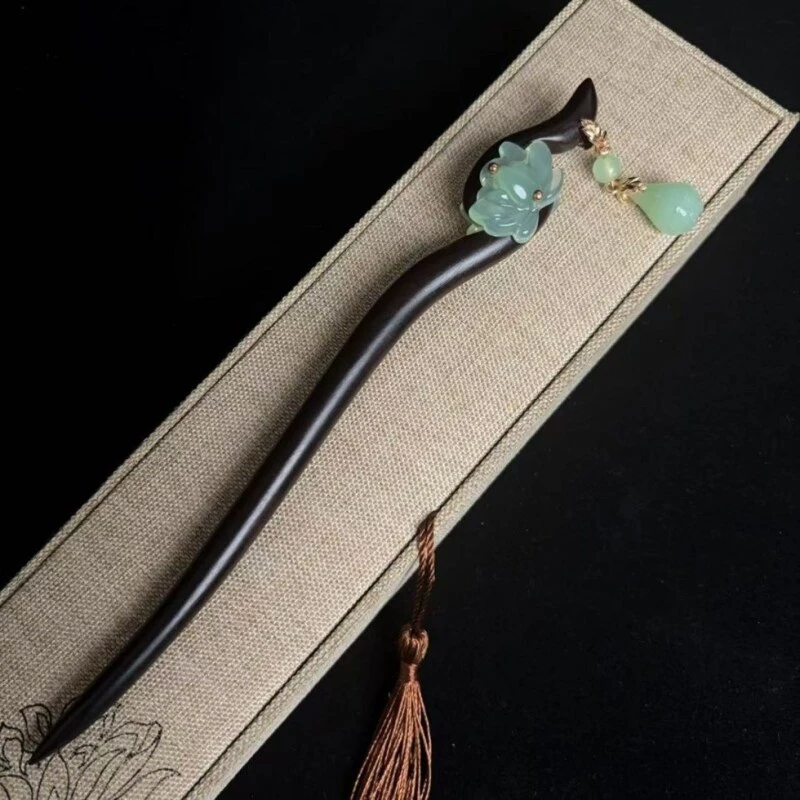 诗泊雅  紫光黑覃木发簪高级感新中式国风流苏发簪古风