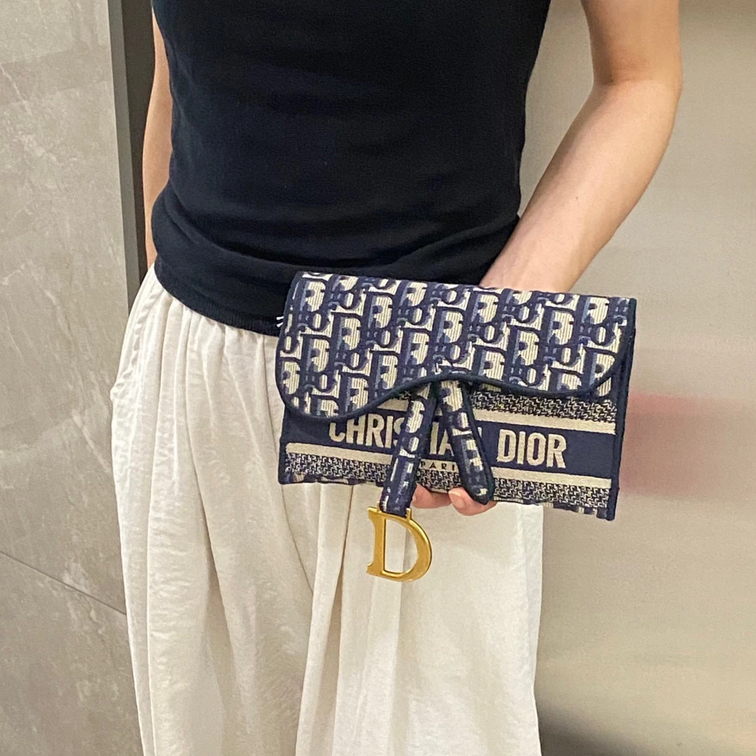 95新 DIOR/迪奥 dior蓝老花帆布腰包