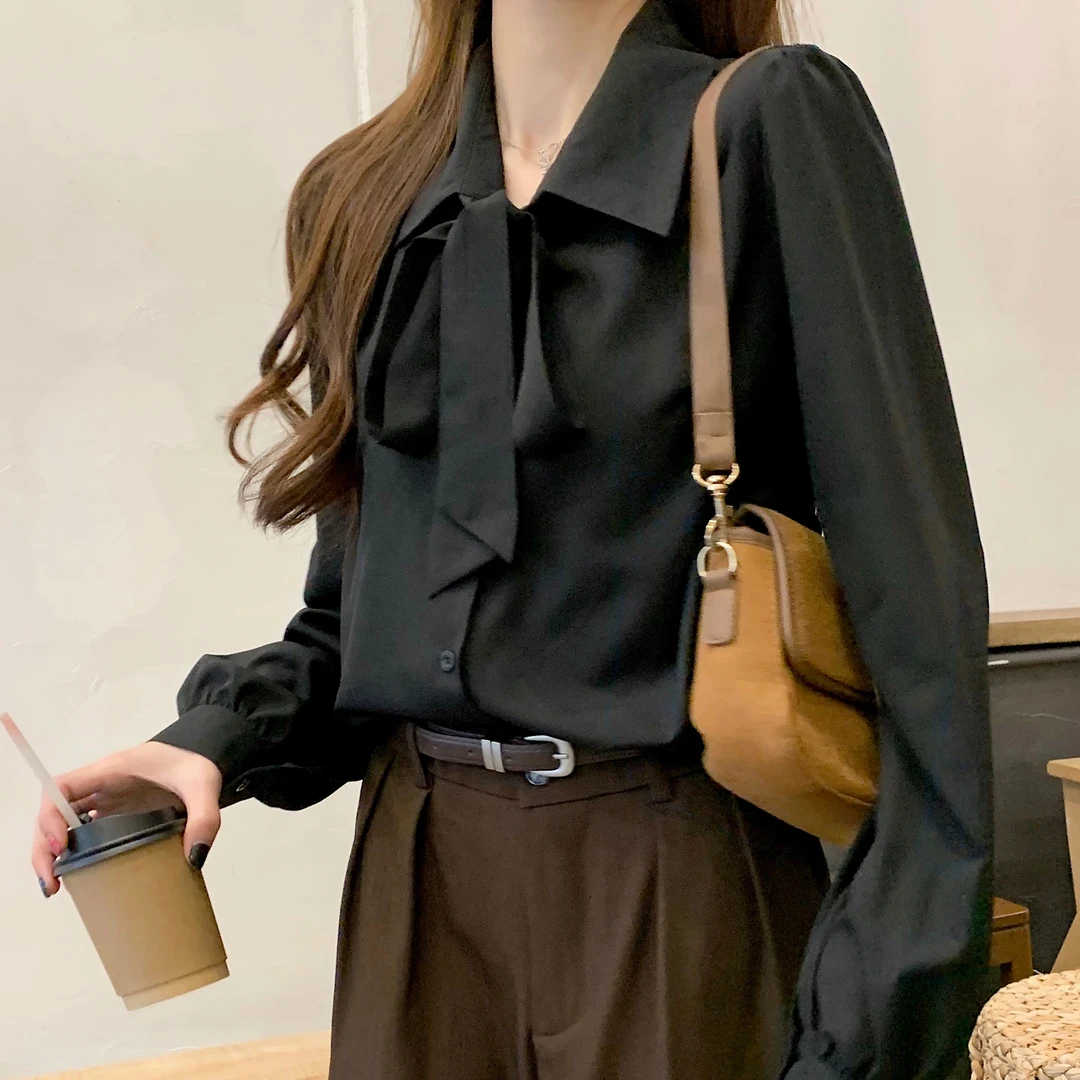 【小曹大码】衬衫白色通勤衬衣正装飘带设计感职业上衣-QGQY7940