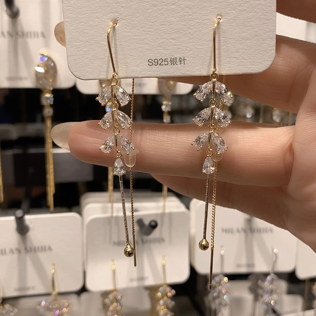 铜合金925银金色耳线麦穗