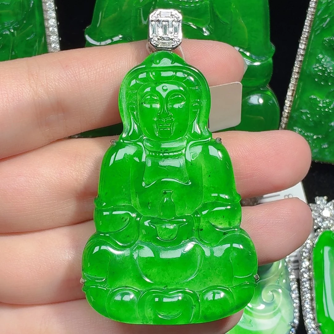翡翠银S925镶嵌颈饰天然A货翡翠