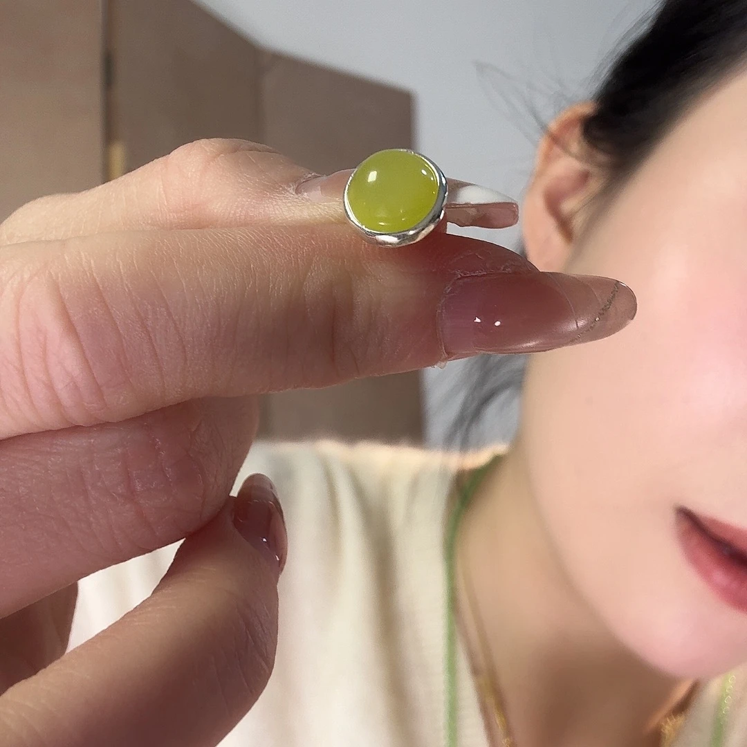 和田玉银S925镶嵌耳饰