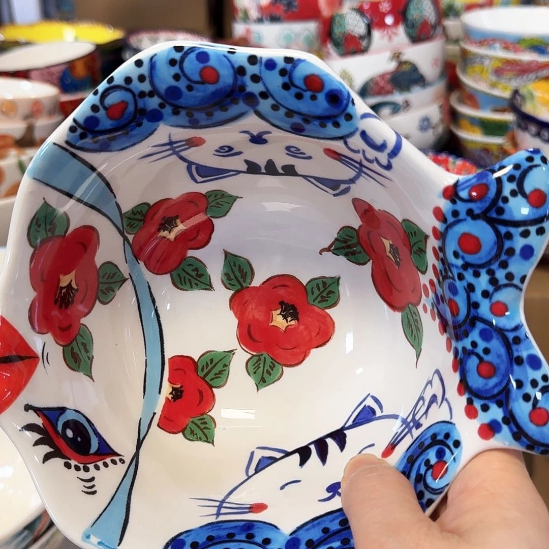 陶瓷猫鱼碗7英寸一只看图