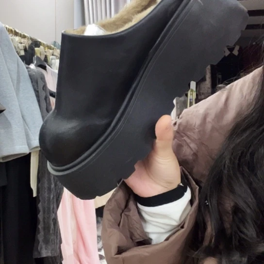 厚底7厘米加绒半拖