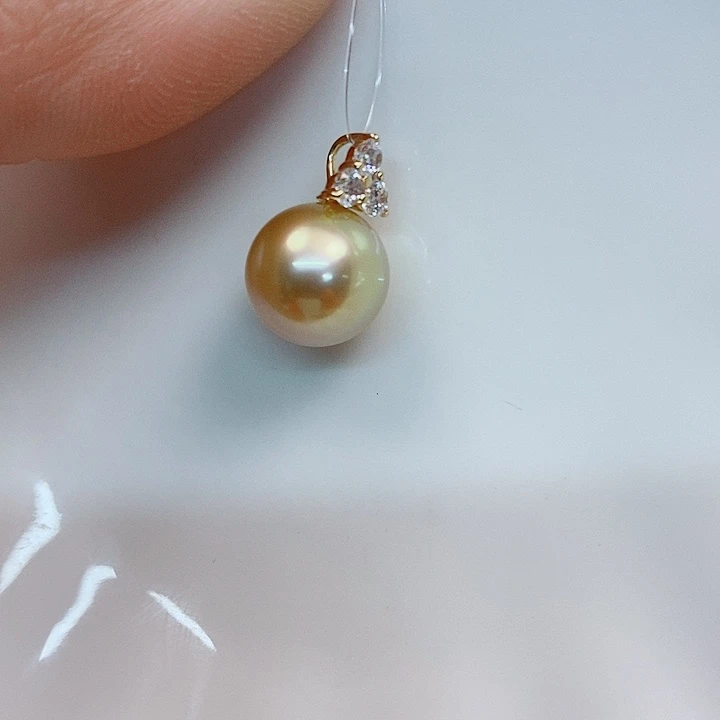 海水珍珠吊坠(不含链)18K金镶嵌10~11