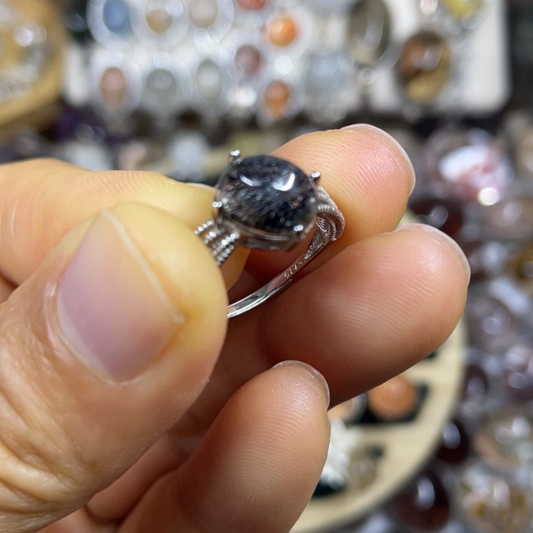 【闪购商品】银S925镶嵌珠宝半成品水晶戒指