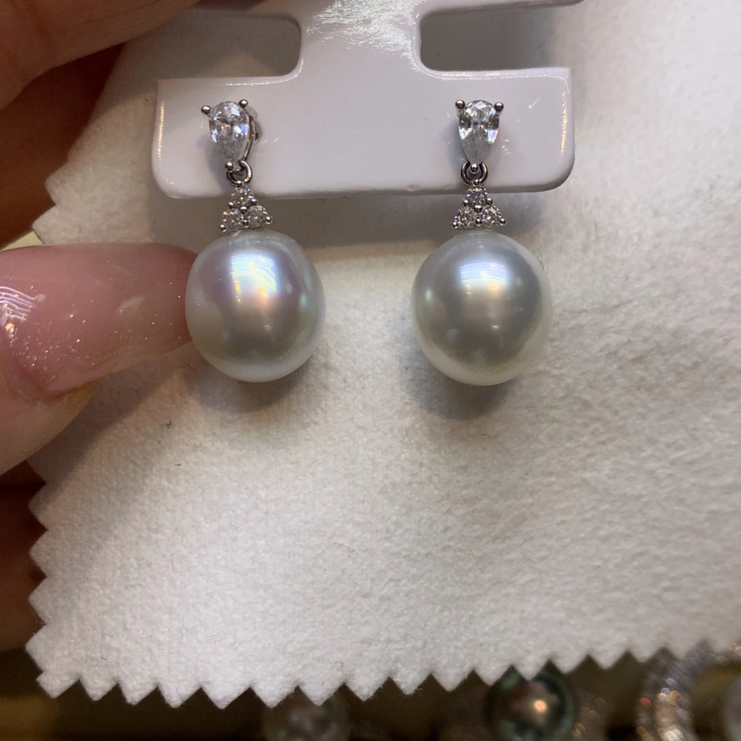 银S925镶嵌耳饰海水珍珠