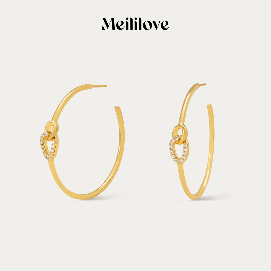 meililove/莓拉 合金耳饰 「双环扣」细耳圈-ZC12