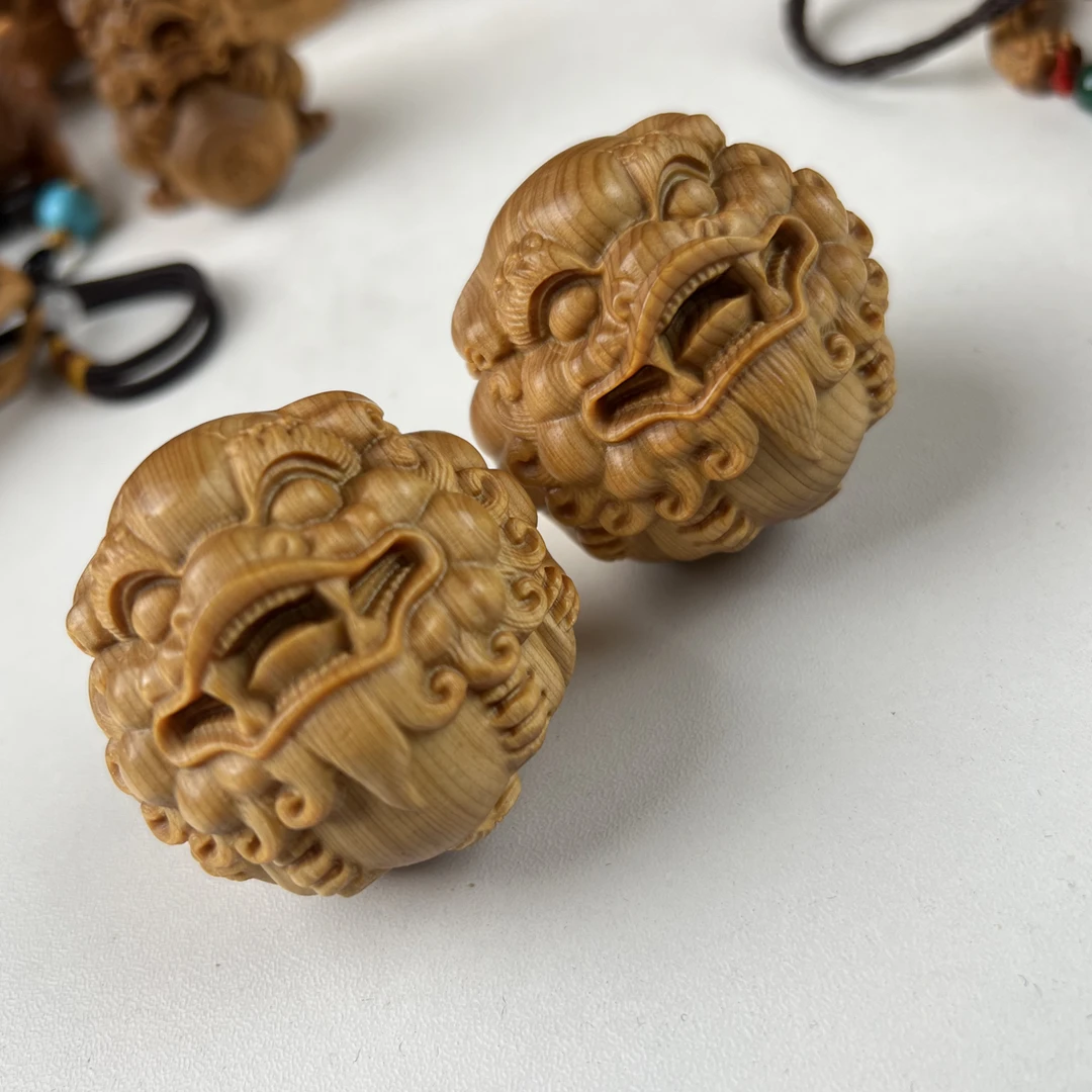 崖柏木实木圆貔貅手球木雕雕刻工艺品手把件5.0厘米盘玩