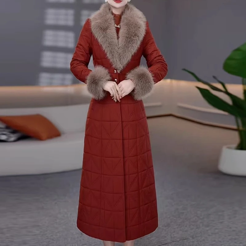 时尚高端洋气两件套2025秋冬新款显瘦遮肉夹棉外套连衣裙时尚套装