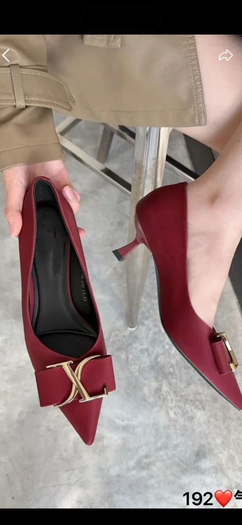 192春夏季新款欧美风时尚金属扣浅口尖头细跟单鞋