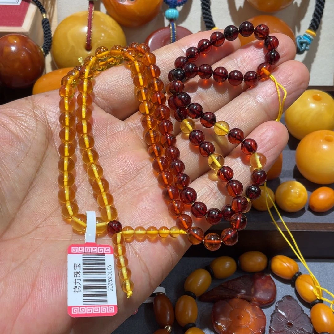 未镶嵌颈饰蜜蜡彩虹链，挂件吊坠配链，6mm