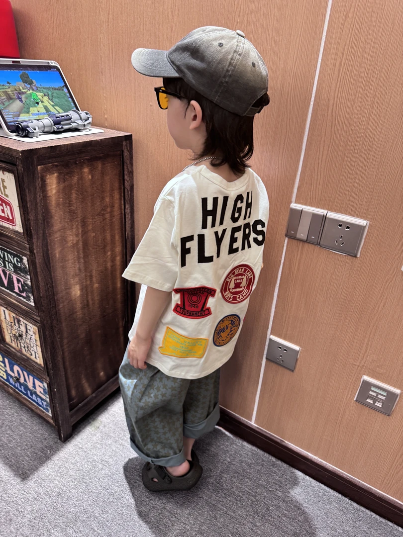 现令佳潮牌儿童DD时尚夏季洋气T恤半袖上衣宝宝纯棉圆领短袖童装