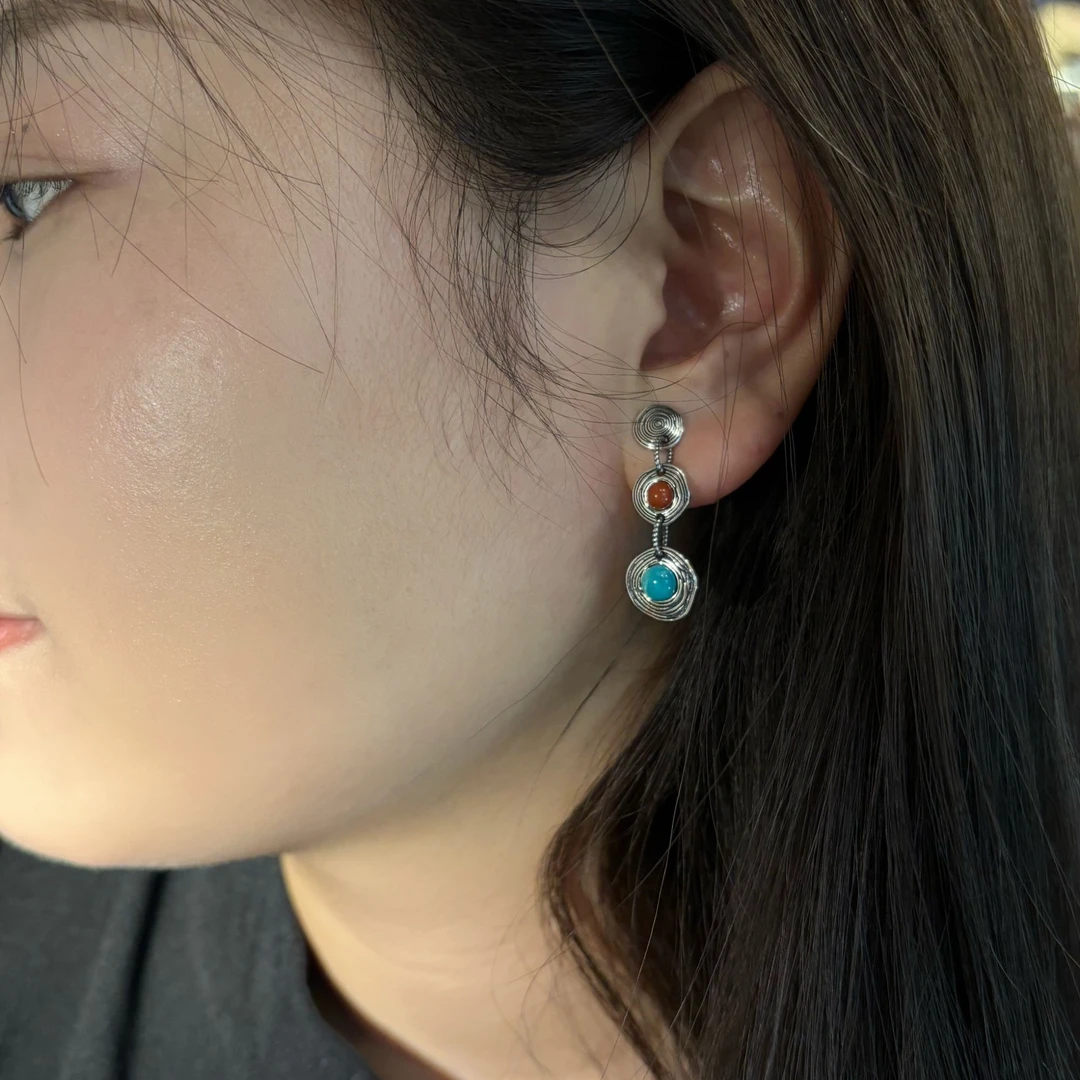 925银耳饰 纯银藏式耳环