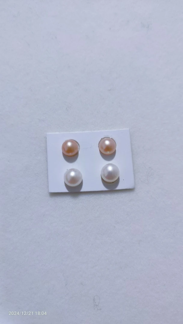 DSED017淡水无核白珠耳钉6.5-7MM拍一发二经典简约百搭时尚简单
