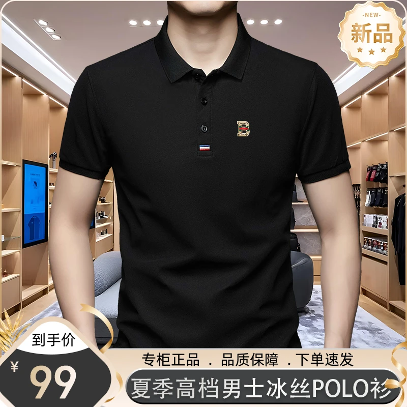 【专柜正品】英伦轻奢2025夏季新款中年男士翻领百搭商务t恤POLO衫