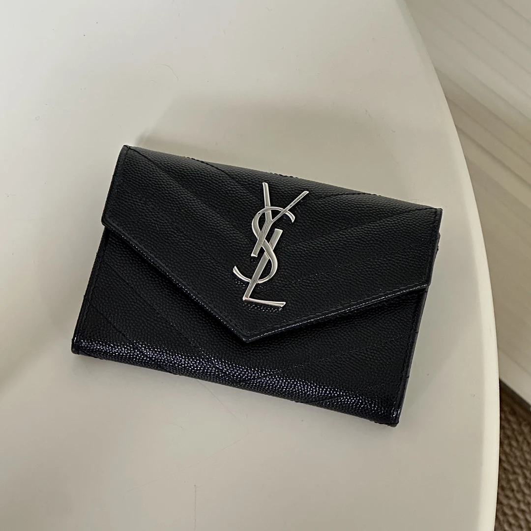 未使用 YSL/圣罗兰 黑银鱼子酱钱包卡包