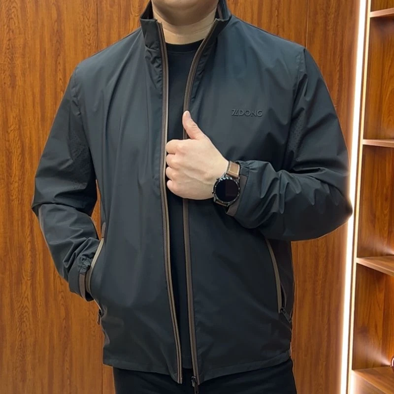 BUSINESS男士夏季高品质透气时尚宽松百搭简约拉链夹克