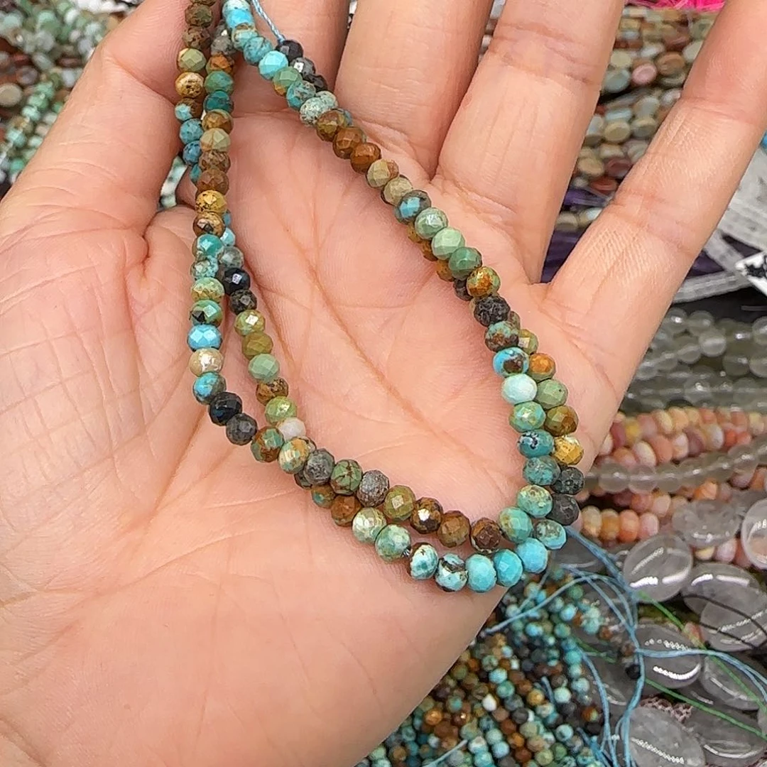 玛瑙/玉髓合金珠宝半成品4mm算盘切面一条