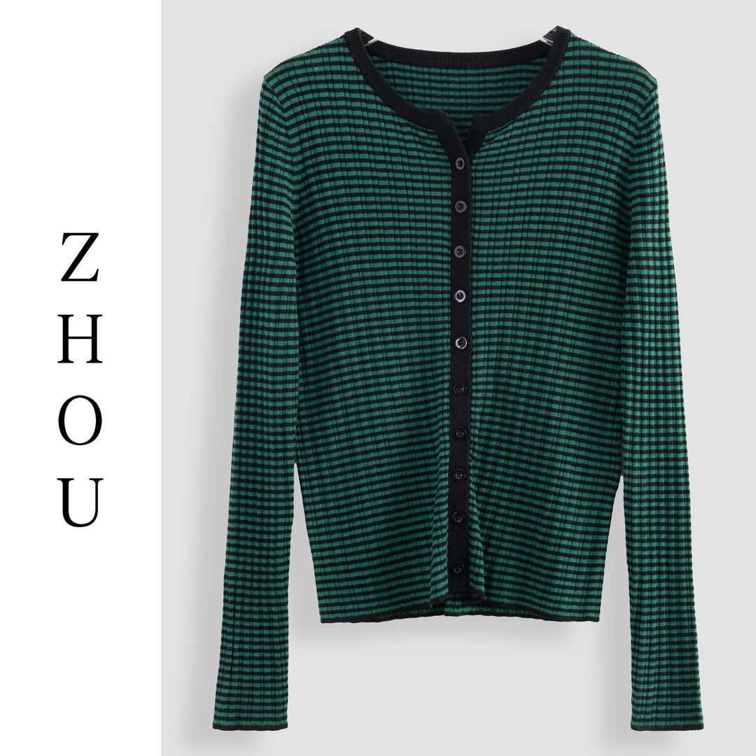 绿条设计感通勤日常百搭上衣-19090