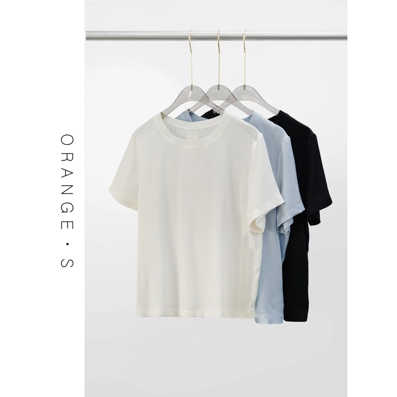 【简系列·真丝T】20.5姆米重磅桑蚕丝!三针五线工艺~时尚圆领T恤