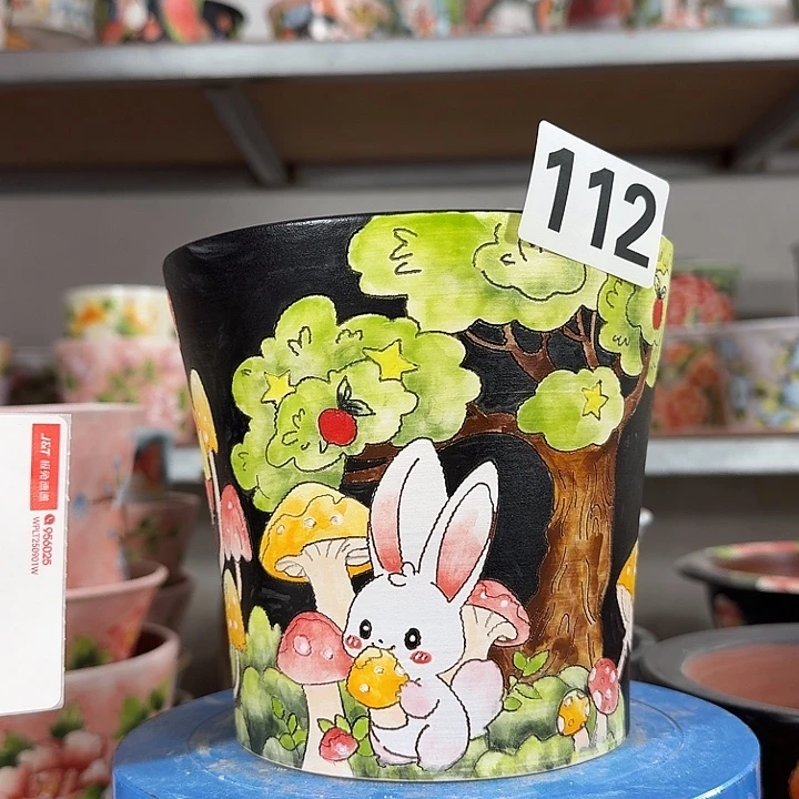 啾***柒景德镇手绘多肉花盆
