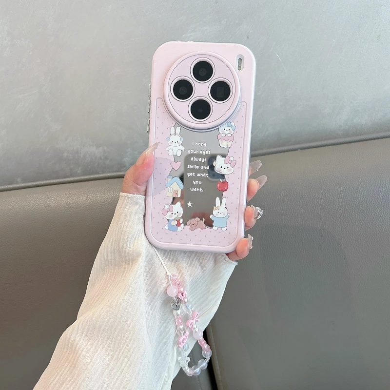 适用vivox200手机壳带镜面vivox200pro新款x200promini全包防摔女