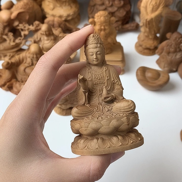 檀香木把件檀香净瓶观音