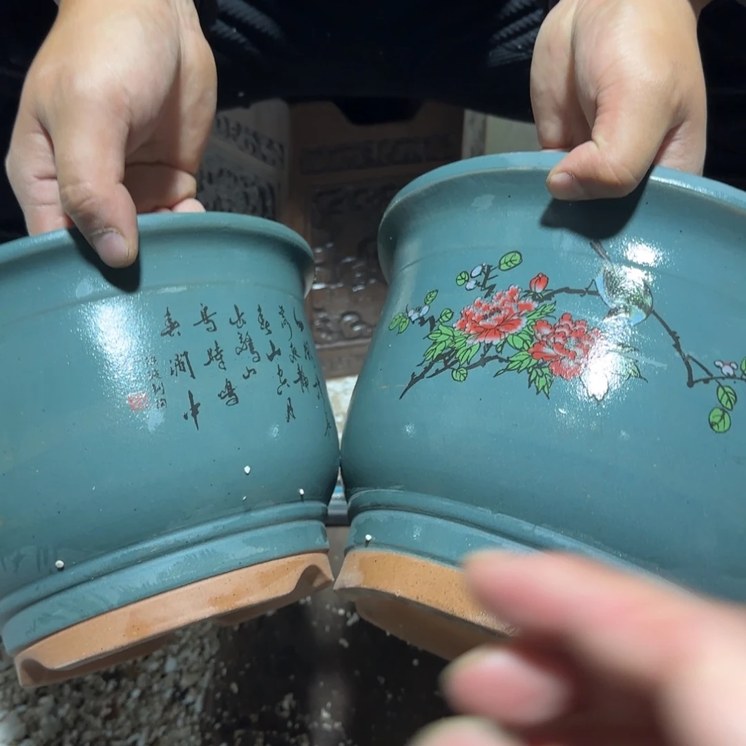 紫砂花盆口径23高度17口20高度14