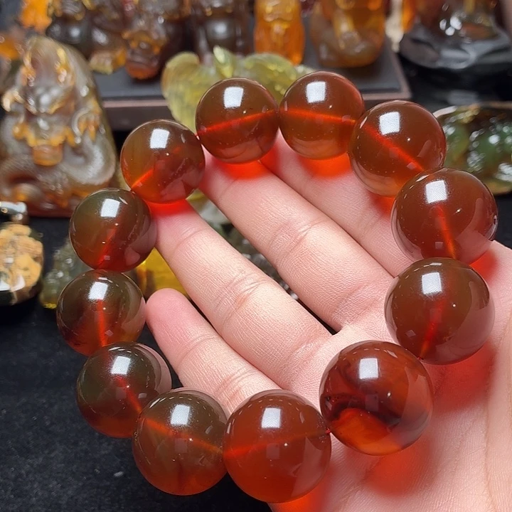 琥珀未镶嵌颈饰22➕棕红92